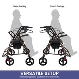 Orthonica Foldable Steel Frame Rollator Walker - Grey FRW-MAS-01L-GY