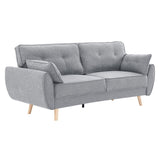 Elle Button-Tufted Fabric Sofa Bed w/ Cushions by Sarantino Light Grey SOFA-M1910-LNN-LGY