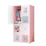 SOGA 8 Cubes Pink Portable Wardrobe Divide-Grid Modular Storage Organiser Foldable Closet WROBE2010