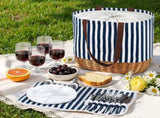 Alfresco 4 Person Picnic Basket Bag Set Wooden Blanket Cooler Outdoor Insulated PICNIC-4PPL-BAG-STRIPE