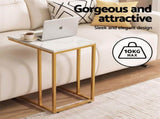 Artiss C Shaped End Table Set of 2 Coffee Table Side Table White & Gold FURNI-G-IND-COF-MB-WHX2