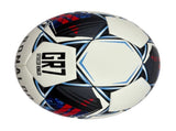 A black, red and blue graffiti football, made of PU, containing a pumpair needlenet bag, a gift V1102-HYZQ00C07