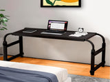 SOGA 120x45cm Black Cross Bed Movable Desk Table w/ Adjustable Length & Height SIDETAB29X2