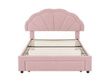 Artiss King Single Bed Frame with 1 Storage Drawers Upholstered Velvet Platform Bed LED Headboard BFRAME-G-GLOW-KS-PK-AB
