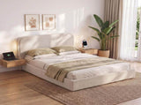 Artiss Double Bed Frame with 100cm Boucl Headboard, USB-C & Night Lights BFRAME-H-MUSE-D-WH-ABC