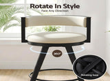 Artiss Bar Stools Set of 2 Swivel Kitchen Chair Metal Counter Beige Leather BA-TW-W0098-BGX2