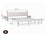 Artiss King Metal Bed Frame Boucle Headboard Charging Station Side Table White MBED-C-FAY-K-WH-AB