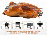 2Pcs 4 Prongs Stainless Steel Barbecue Forks Outdoor Barbecue Rotisserie Meat Forks Tool Chicken V1188-MS-825-006