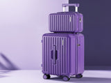 Wanderlite 2pcs Trunk Luggage Suitcase Travel Carry On TSA Lock 12" 20" Purple LUG-ABS-TRUK-12-20-PR
