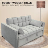 Sarantino Quincy 2-Seater Velvet Sofa Bed in Light Grey with Wooden Frame & Tufted Design SOFA-7006-VEL-LGY