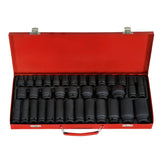 Giantz 35pcs 1/2" Drive Impact Socket Set Metric 8-32mm with Case ISC-35-BK