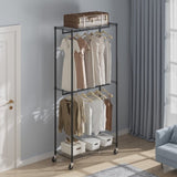 VEVOR Heavy Duty Clothes Rack, Double Hanging Rods Clothing Garment Rack with Bottom and Top Storage V952-JYKCYJ2838122UE86V0