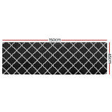 Non-Slip PVC Kitchen Floor Runner 50 x 160 cm, Waterproof Rug, Black Moroccan Trellis V1188-MS-617-066