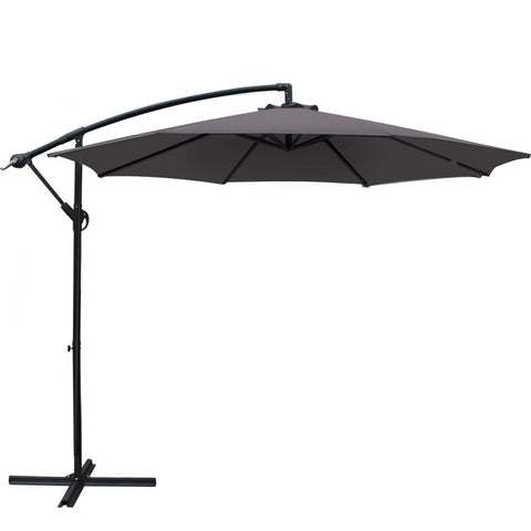 Instahut 3m Outdoor Umbrella Cantilever Beach Garden Patio Charcoal UMB-BAN-8RIB-CO