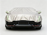 Half Car Cover Sedan with Green Reflective Strip,All Weather Car Body Cover for Sun, Rain, Dust V1189-LC-QPA-006