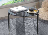 Chic Round Glass Coffee Table with Metal Legs V767-JJ-XZ321-GY