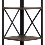 Sarantino Nora 5-Tier Corner Bookshelf - Walnut Black RCK-145-03-WLB
