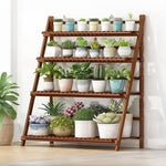 Plant Stand Outdoor Indoor Garden Wood Bamboo Shelf Folding 100CM Length V63-837771