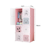 SOGA 8 Cubes Pink Portable Wardrobe Divide-Grid Modular Storage Organiser Foldable Closet WROBE2010