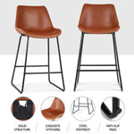 Artiss 4x Bar Stools Leather Padded Metal Legs Brown BA-TW-8068-BRX4