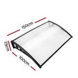 Instahut Window Door Awning 1mx1.5m Transparent AWN-PC6-1X15