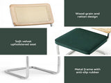 Artiss Dining Chairs Set of 2 Velvet Rattan Cantilever Green DINING-B-C01-VEL-GNX2
