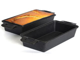 2-in-1 Cast Iron Bread Loaf Pan Tin with Lid Dual Use Baking Dish with Ergonomic Handles, V324-TSD-DULBREPOT