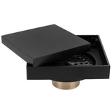 Black Shower Floor Drain Copper Floor Drain Strainer for Kitchen Bathroom Balcony 10x10cm V1294-YM0901-3112210047711