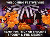 Halloween Wreaths for Front Door, Spooky Halloween Door Wreath with Spider Skeleton Black Rose V1366-AZ2-W-15266