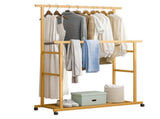 Double Rail Heavy Strong Rolling Clothes Rack with Trousers Rack & Bottom Shelf V767-JJ-ZY643