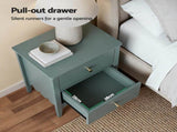 Artiss Bedside Table 2 Drawers Bedroom Storage Nightstand Green FURNI-G-BS-01-GN