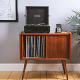 Crosley Voyager Bluetooth Portable Turntable - Black Gadhouse Vinyl Rack Bundle - Black V398-CR8017BVR-BK4