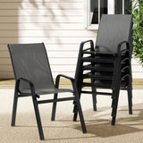 Gardeon 6PC Outdoor Dining Chairs Stackable Lounge Chair Patio Furniture Grey FF-B-STA-CHAIR-GE-X6