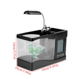 Multifunctional USB Rechargeable Mini Fish Tank Aquarium with Clock Function LED Light Black V1294-YM0727-JY05831-02