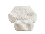 Artiss Bean Bag Sofa w/Ottoman Corduroy for Adults Teens White SBED-N-01-WH