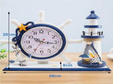Nautical Steering Wheel Desk Clock - Mediterranean Style t Anchor Lighthouse Beach Decor for Kid's V1369-AZ3-W-07424