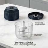 Electric Garlic Chopper, 11.8oz Mini Food Processor with 6 Stainless Steel Blades & USB Rechargeable V1366-AZ2-W-11646