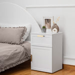 PORTO BEDSIDE TABLE - WHITE - HAMPTONS - OVAL BRASS V164-ECS13WHB05G