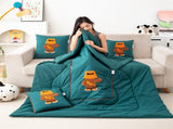 Green Fashion Bear 2-in-1 Foldable Car Pillow - Cozy 40x40cm Pillow, Unfolds to 100x150cm V888-ELOSUNG33267
