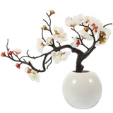 White Fake Bonsai in Ceramic Pot for Indoor Outdoor No Maintenance Decor V1369-AZ3-W-15904