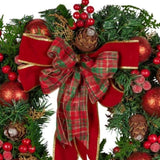 Christabelle Stunning 71cm Christmas Wreath Lush Red Baubles Berries Pine Cones and Bow Front D 112_GUE509