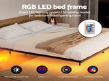 Artiss Double Bed Frame,Floating Metal Bed Frame with Smart LED Lights - Sturdy Metal Platform Bed MBED-C-RAY-D