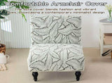 Armless chair cover Jacquard chair cover Armless telescopic wing back chair cover Chenille printed V1192-AZ-W-25105