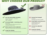 Wide Brim Solar Fan Hat Outdoor 2 Solar Fan Sun Bucket Hat for Men Women Fishing Hat with Removable V1259-DP01-A-3257