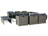 Gardeon Outdoor Dining Set 11 Piece Wicker Table Chairs Setting Grey FF-DINING-11SET-GE
