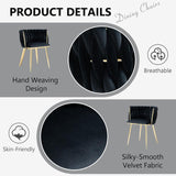 SERENIT Black Modern Hand Weaving Dining Chairs,Velvet Upholstered Side Chairs with Gold Legs, Chic V255-GP1800-DC-BLACK