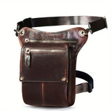 Leather Fanny Pack Top Grain Cowhide Travel Fanny Pack Adjustable Belt Fanny - Black - Size M V1347-127-53785-BLK-M