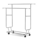 Artiss Clothes Rack Airer Double Rail Coat Stand Adjustable Hanger HANGER-1955A-D-SI