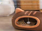 Fluffy Dog Bed Cat Bed Winter Pet House Anti-Slip, M, Brown Gray Pink V1188-MS-325-1452