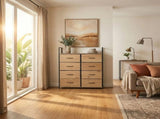 CARLA HOME 8 Drawer Tallboy Large Storage Cabinet - Brown - Rustic - Steel - Chest Drawers Tallboy V178-36456